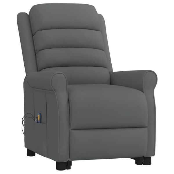 vidaXL Zdv&iacute;hacie mas&aacute;žne kreslo siv&eacute; umel&aacute; koža