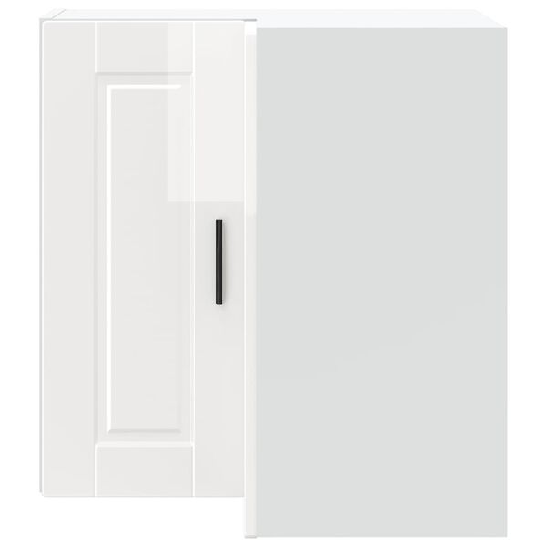 vidaXL Kuchynsk&aacute; n&aacute;stenn&aacute; rohov&aacute; skrinka Porto, leskl&aacute; biela