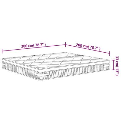 vidaXL Taštičkový pružinový matrac stredne tvrdý plus 200x200 cm