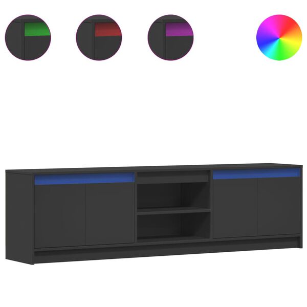 vidaXL TV stolík s LED čierny 180x34x50 cm kompozitné drevo