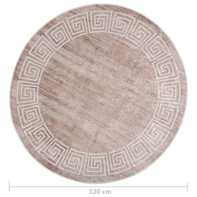 vidaXL Prateľný koberec 120 cm béžový protišmykový