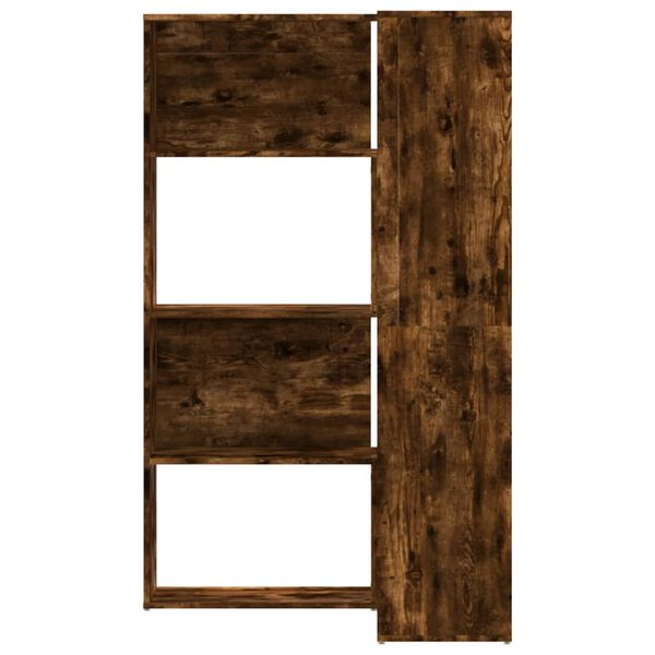 vidaXL Rohová knižnica 4 police dymový dub 85x85x140 cm kompoz. drevo