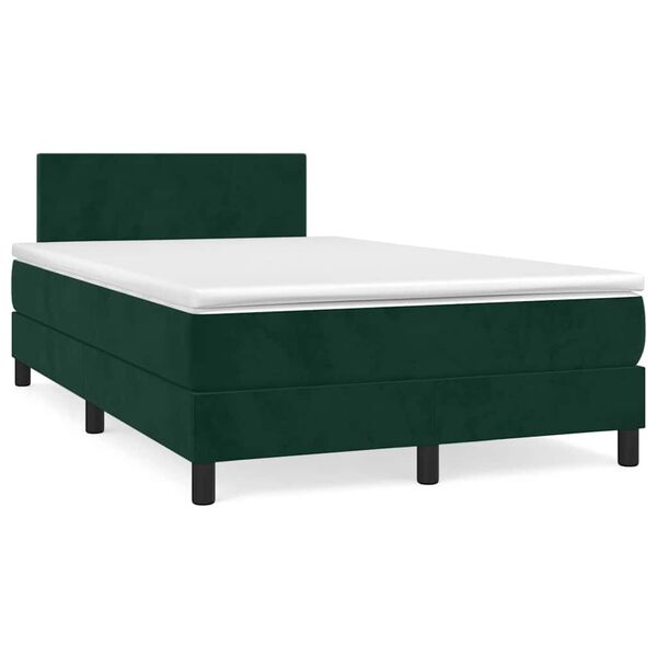 vidaXL Boxspring posteľ s matracom, tmavozelen&aacute; 120x190cm, zamat