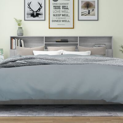 vidaXL Čelo postele so skrinkou sivý dub sonoma 220x19x103,5 cm