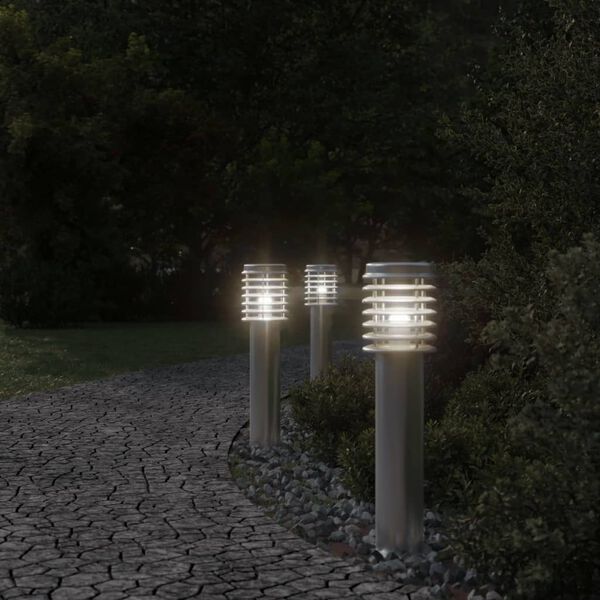 vidaXL Vonkaj&scaron;ia stojaca lampa strieborn&aacute; 60 cm nehrdzavej&uacute;ca oceľ