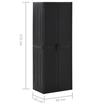 vidaXL Záhradná úložná skrinka, čierna 65x45x172 cm, PP ratan