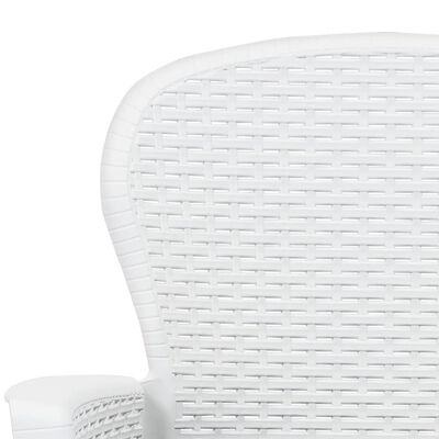 vidaXL Záhradné stoličky s vankúšmi 2ks biele plastové ratanový vzhľad