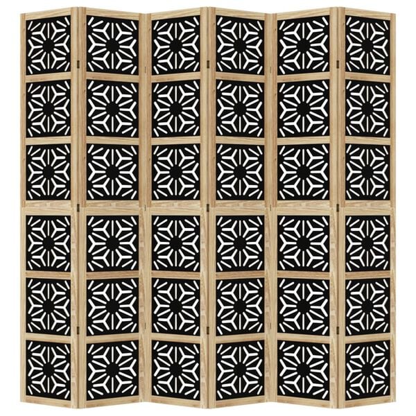 vidaXL Paraván, 6 panelov, hnedo čierny, masívne drevo paulovnie