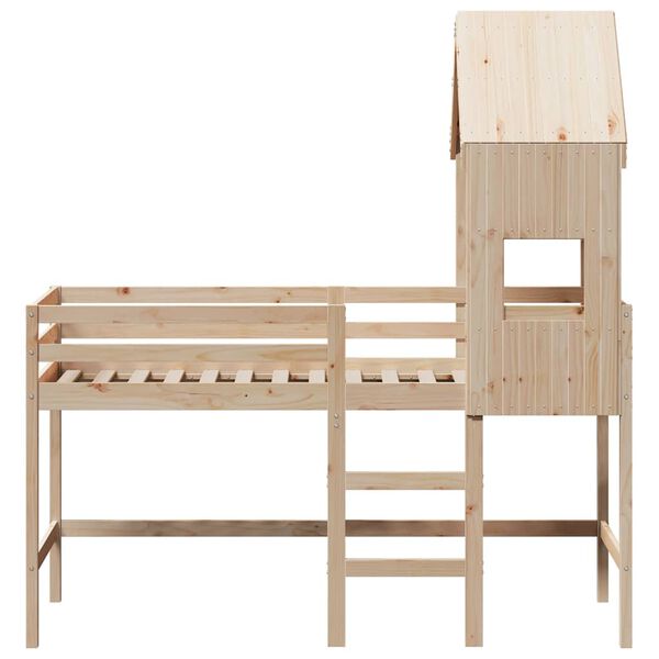 vidaXL Vyv&yacute;&scaron;en&aacute; posteľ rebr&iacute;k strecha 90x190 cm mas&iacute;vna borovica