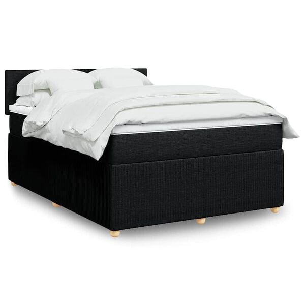 vidaXL Posteľn&yacute; r&aacute;m boxspring s matracom čierny 140x200 cm l&aacute;tka