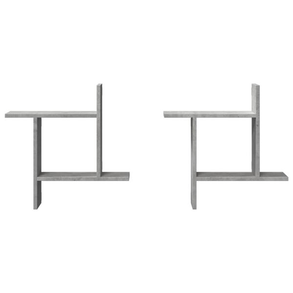 vidaXL Nástenné police 2 ks betónová sivá 50x12x50 cm kompozitné drevo