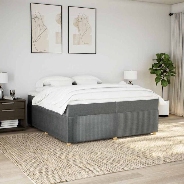 vidaXL Boxspring posteľ s matracom tmavosiv&aacute; 200x200 cm l&aacute;tka