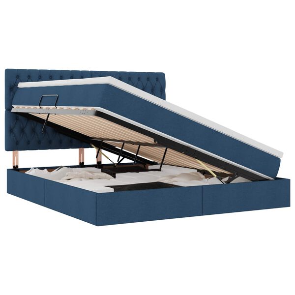 vidaXL Postel s &uacute;ložn&yacute;m prostorem a LED svetlom Modr&aacute; 160 x 200 cm