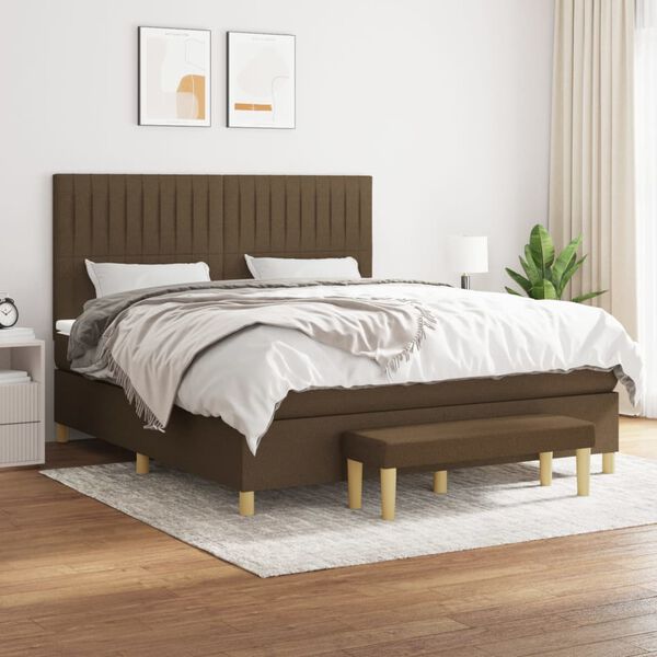 vidaXL Boxspring posteľ s matracom tmavohned&aacute; 180x200 cm l&aacute;tka