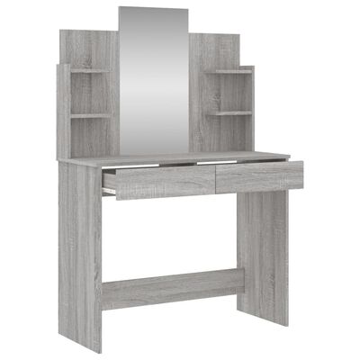 vidaXL Toaletný stolík so zrkadlom sivý sonoma 96x39x142 cm
