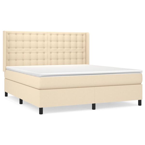 vidaXL Posteľn&yacute; r&aacute;m boxspring s matracom kr&eacute;mov&yacute; 180x200 cm l&aacute;tka
