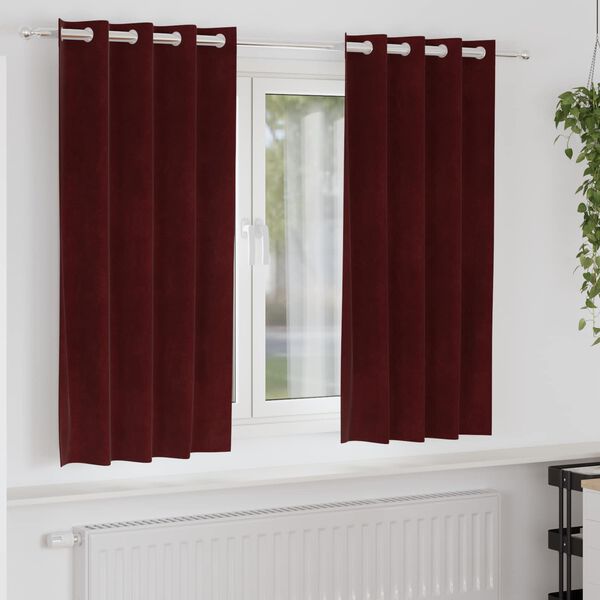 vidaXL Zatemňovacie závesy 2 pcs Víno červené 140 x 175 cm Zamat