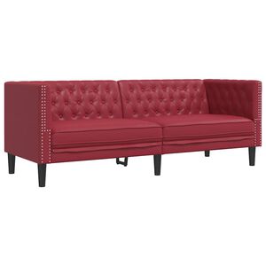 vidaXL Pohovka chesterfield 3-miestna v&iacute;novo-červen&aacute; umel&aacute; koža