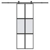 vidaXL Posuvn&eacute; dvere s kovan&iacute;m 76x205 cm tvrden&eacute; sklo a hlin&iacute;k &uacute;zke