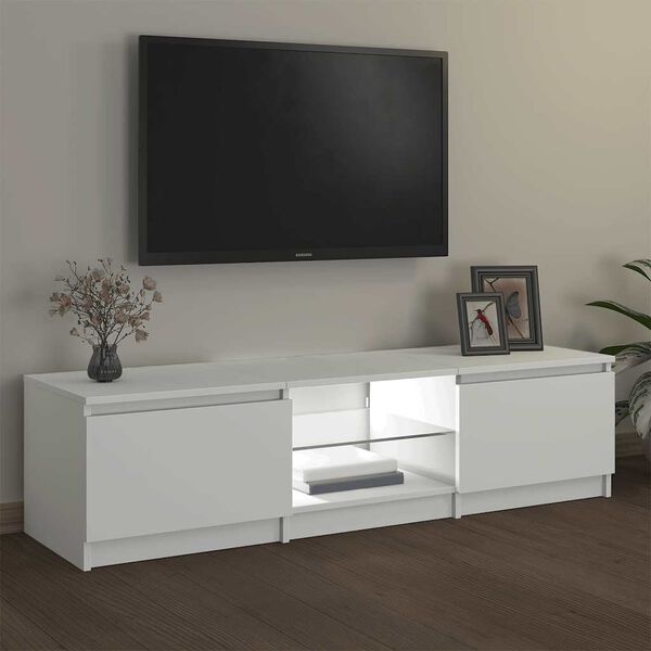 vidaXL TV skrinka s LED svetlami biela 140x40x36 cm