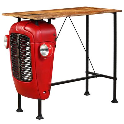 vidaXL Traktorový barový stôl mangovníkové drevo červený 60x120x107 cm
