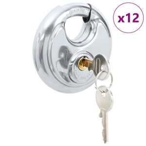 vidaXL Z&aacute;mky na disk so kľ&uacute;čmi 12 pcs Strieborn&aacute; 8 x 2.8 x 8 cm