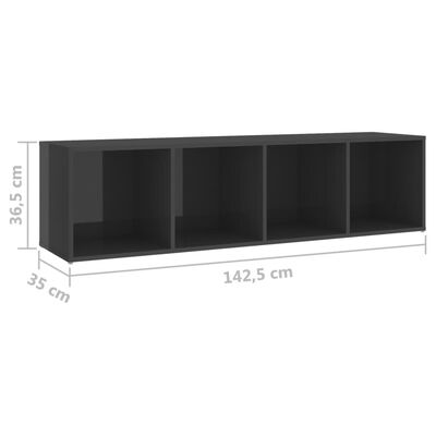 vidaXL 4-dielna súprava TV skriniek vysokolesklá sivá drevotrieska