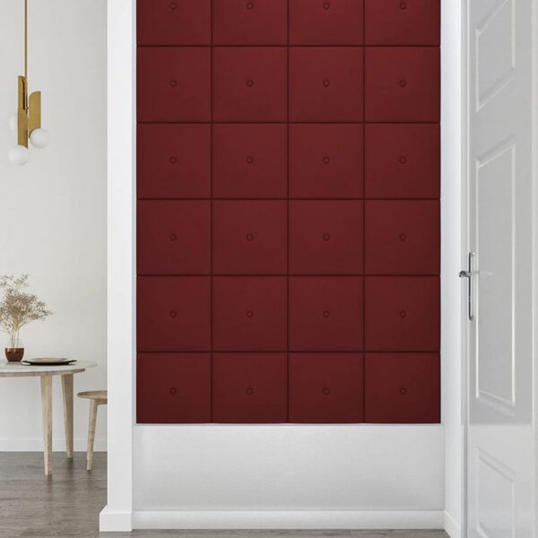 vidaXL N&aacute;stenn&eacute; panely 12 ks v&iacute;novočerven&eacute; 30x30 cm l&aacute;tkov&eacute; 1,08 m&sup2;