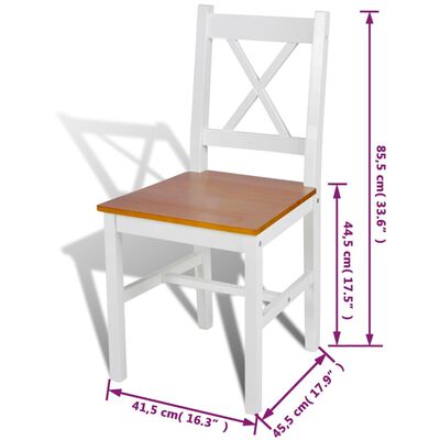 vidaXL Jedálenské stoličky 4 ks, biele, borovicové drevo