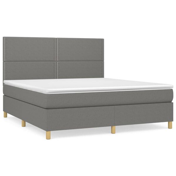 vidaXL Boxspring posteľ s matracom tmavosiv&aacute; 180x200 cm l&aacute;tka