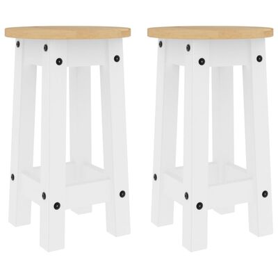 vidaXL Barové stoličky 2 ks biele borovicový masív