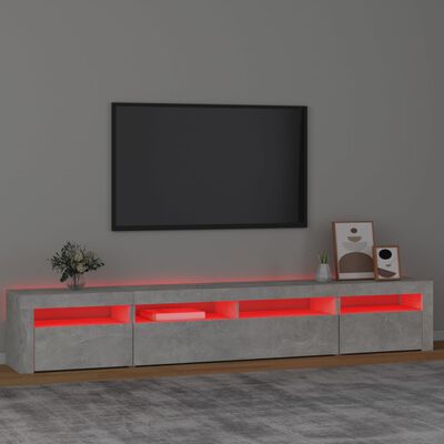 vidaXL TV skrinka s LED svetlami betónová sivá 240 x 35 x 40 cm