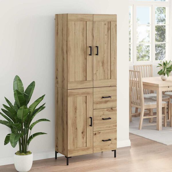 vidaXL Highboard so z&aacute;suvkou 2 pcs Remeseln&yacute; dub Kompozitn&eacute; drevo
