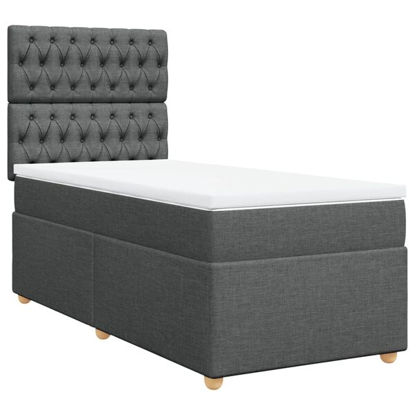 vidaXL Boxspring posteľ s matracom tmavosiv&aacute; 100x200 cm l&aacute;tka