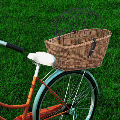 vidaXL Kôš na zadný nosič bicykla s krytom 55x31x36 cm, prírodná vŕba