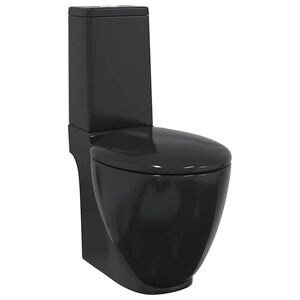 vidaXL Keramick&aacute; toaleta/WC do k&uacute;peľne, okr&uacute;hla, spodn&yacute; odtok, čierna