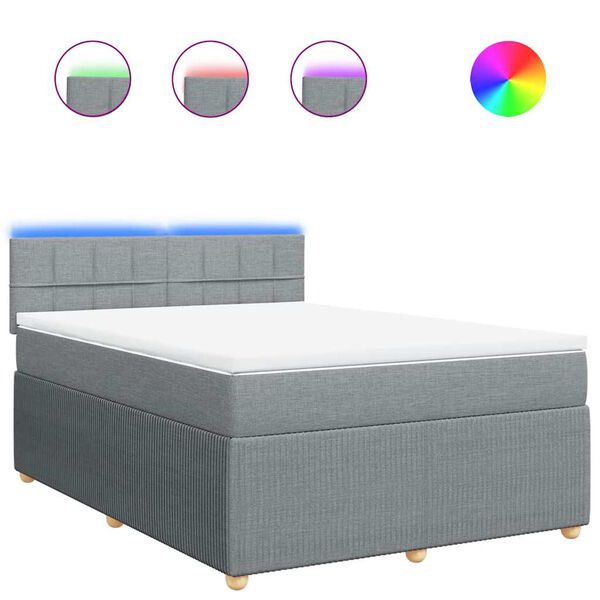 vidaXL Boxspring posteľ s matracom bledosiv&aacute; 140x200 cm l&aacute;tka