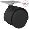 vidaXL Otočn&eacute; koliesko 12 pcs Čierna 39,5 x 39,5 x 37,8 mm Železo a PP