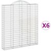 vidaXL Obl&uacute;kov&yacute; gabionov&yacute; k&ocirc;&scaron; 6 ks 200x30x220/240cm pozinkovan&eacute; železo