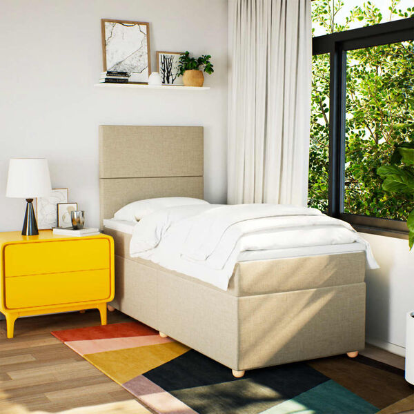 vidaXL Boxspring posteľ s matracom kr&eacute;mov&aacute; 100x200 cm l&aacute;tka