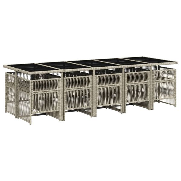 vidaXL 11-dielna z&aacute;hr. jed&aacute;lensk&aacute; s&uacute;prava vank&uacute;&scaron;e svetlosiv&aacute; polyratan