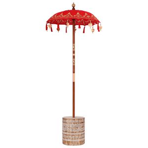 vidaXL Balijsk&yacute; slnečn&iacute;k s podstavcom Červen&aacute; 95 x 95 x 260 cm Bavlna