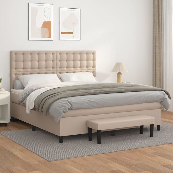 vidaXL Boxspring posteľ s matracom kapuč&iacute;nov&aacute; 160x200 cm umel&aacute; koža