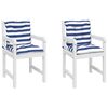vidaXL Podu&scaron;ky na n&iacute;zke stoličky 2 ks modro-biele pruhovan&eacute; l&aacute;tka