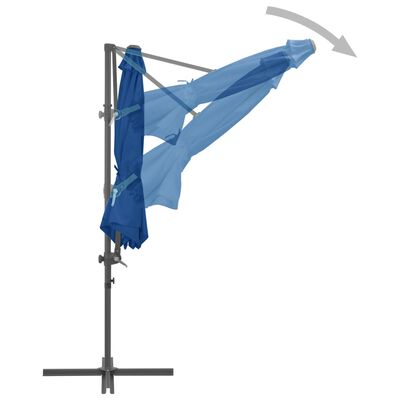 vidaXL Závesný slnečník s oceľovou tyčou azúrovo-modrý 300 cm