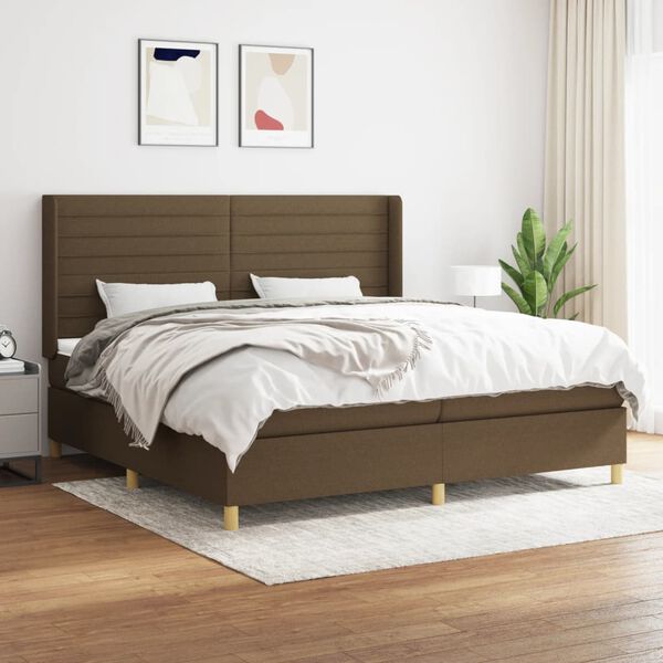 vidaXL Boxspring posteľ s matracom tmavohned&aacute; 200x200 cm l&aacute;tka