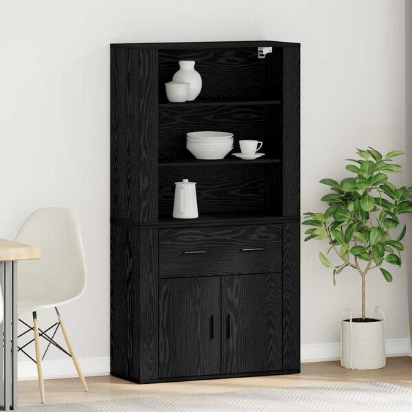 vidaXL Highboard Čierny dub 80 x 33 x 150 cm Kompozitn&eacute; drevo