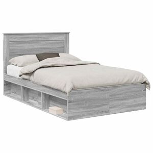 vidaXL R&aacute;m postele Siv&yacute; Sonoma 135 x 190 cm Mas&iacute;vne borovicov&eacute; drevo