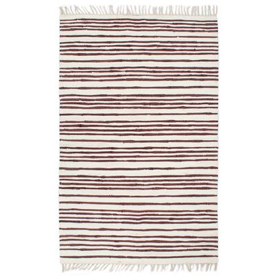 vidaXL Ručne tkaný koberec Chindi vínovo-biely 200x290 cm bavlnený