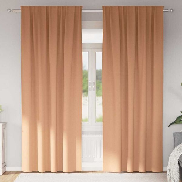 vidaXL Z&aacute;clony na zatemnenie s kr&uacute;žkami 2 pcs Svetlohned&aacute; 260 x 140 cm